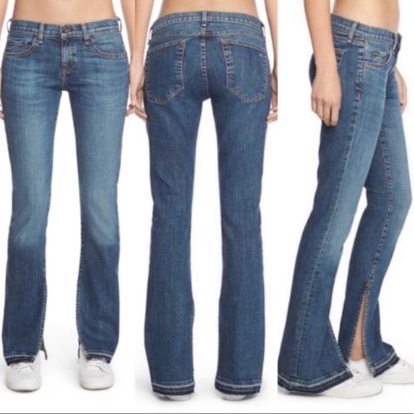 rag & bone Denim - Rag & Bone Lottie Frayed Splits Hems Denim Jeans